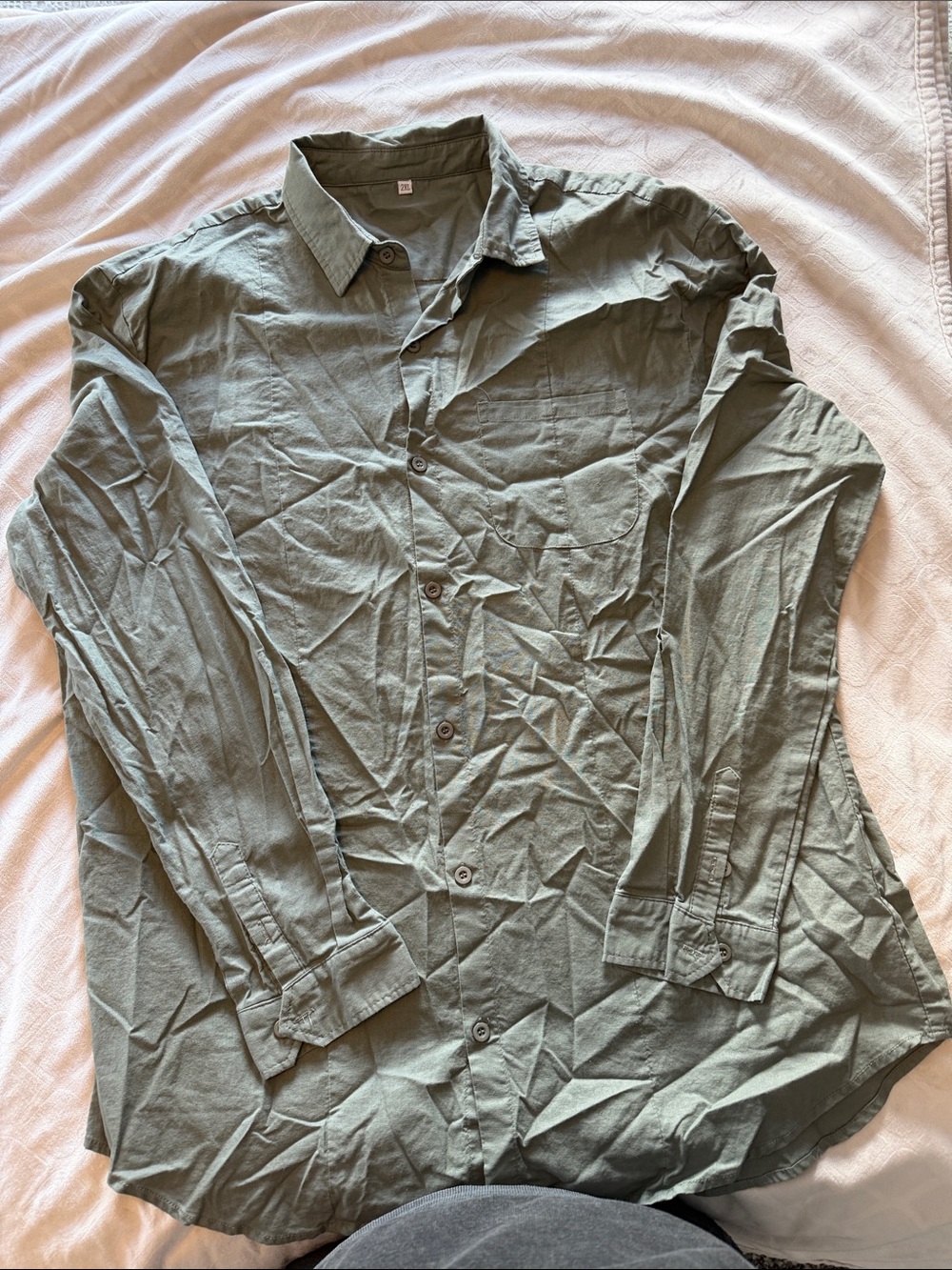 Men's Casual Button-Down Shirt in Olive Green